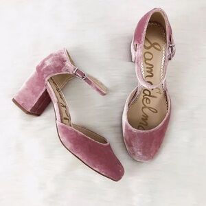 Sam Edelman Pink Velvet Mary Janes